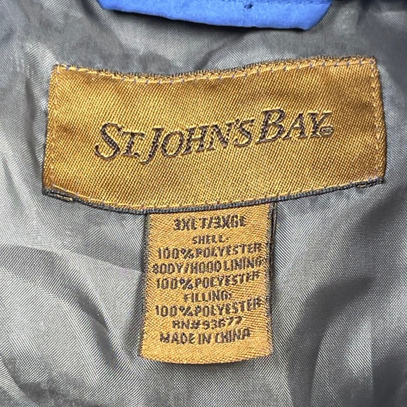 St Johns Bay Mens Big Tall 3XT 3XG Blue Puffer Vest Hooded Full Zip Pockets - Picture 4 of 11